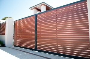 Western Red Cedar timber louvre gate and fence at a Perth home