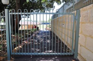 Metal gate installed by commercial fencing contractors in Perth