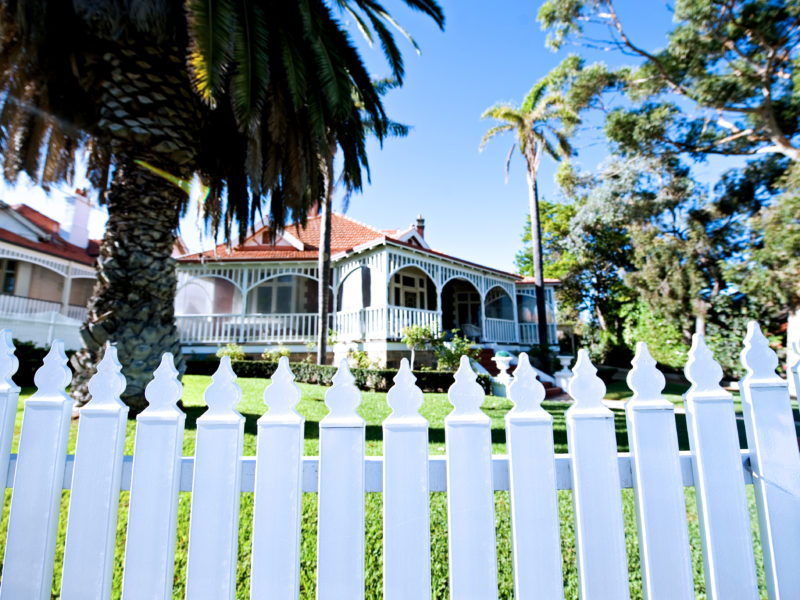 Heritage white Picket Fence in Perth Garden