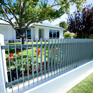 A Perth home with an aluminium external radiator Louvre Fence which is one of the most popular fencing trends