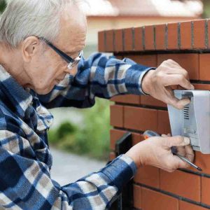 man completing a home improvement task