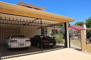 black aluminium gates at a perth home