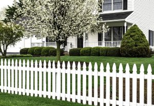 A completed DIY picket fence which was built following a How to Build a Picket Fence guide.